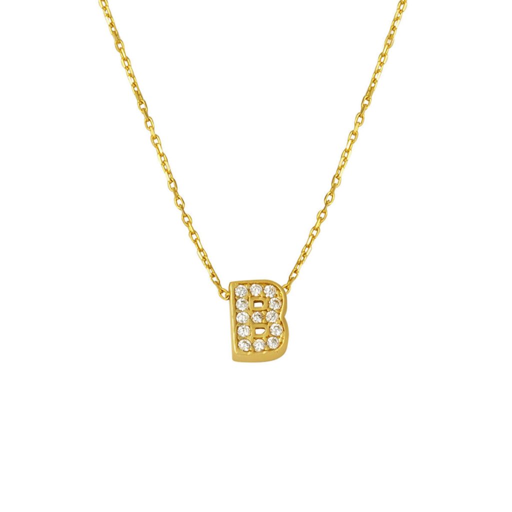 avec Pierres B Lettreli Minimaliste Lettre Or Collier