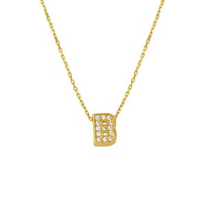 avec Pierres B Lettreli Minimaliste Lettre Or Collier