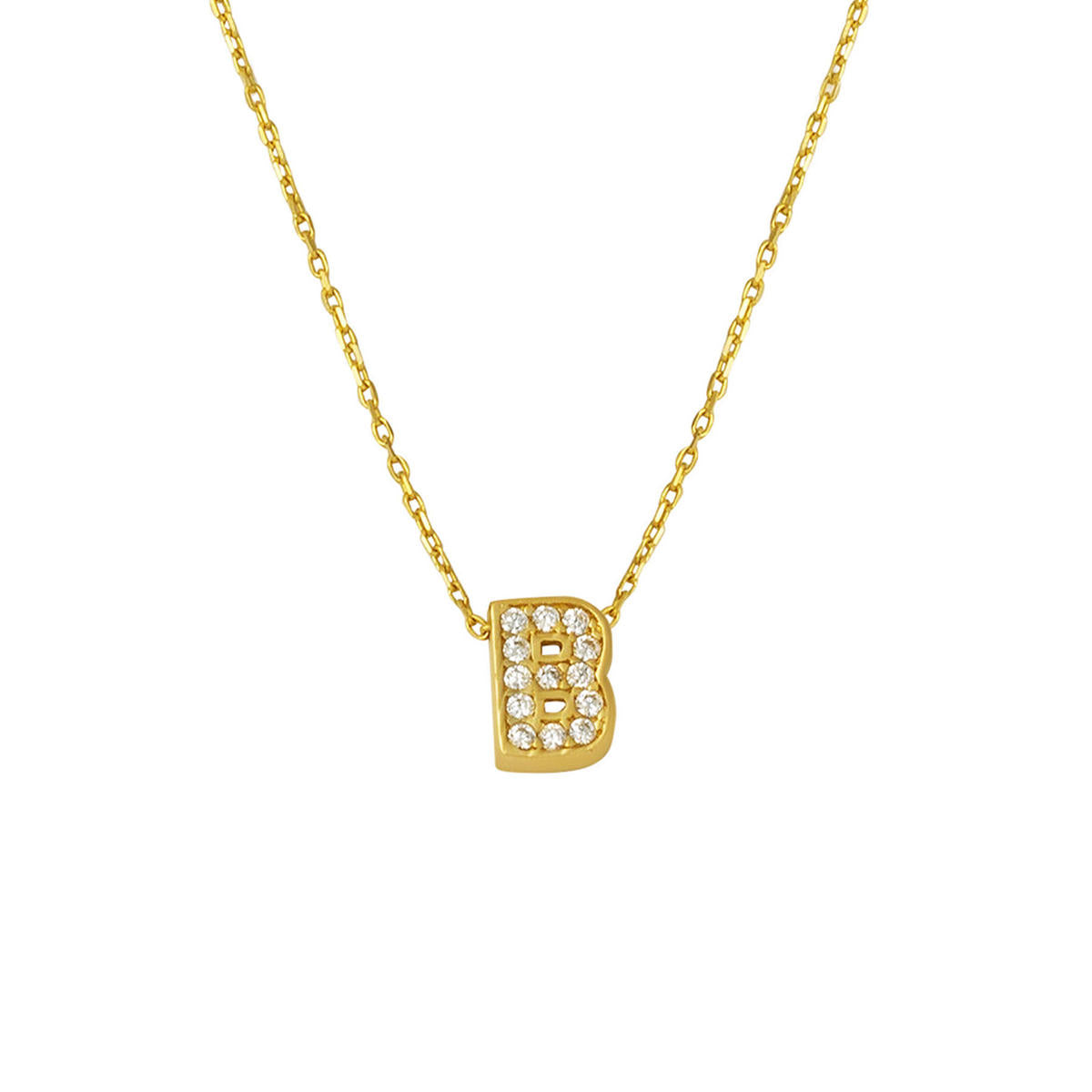 with Stones B Letterli Minimalist Letter Gold Necklace