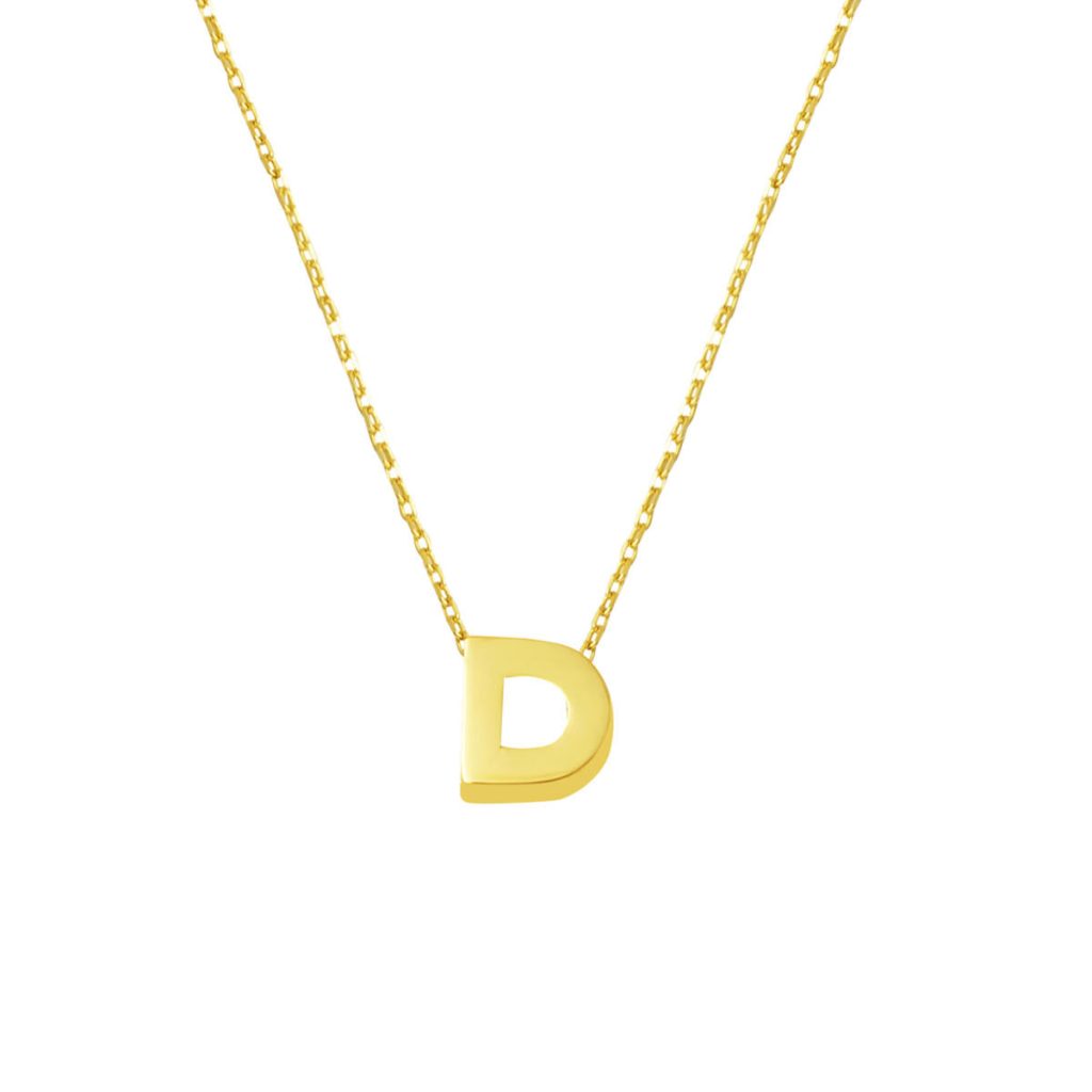 D Lettrei 14 Carats Or sans Pierre Minimaliste Lettre Collier