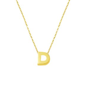 D Letteri 14 Karat Gold Plain Minimalist Letter Necklace