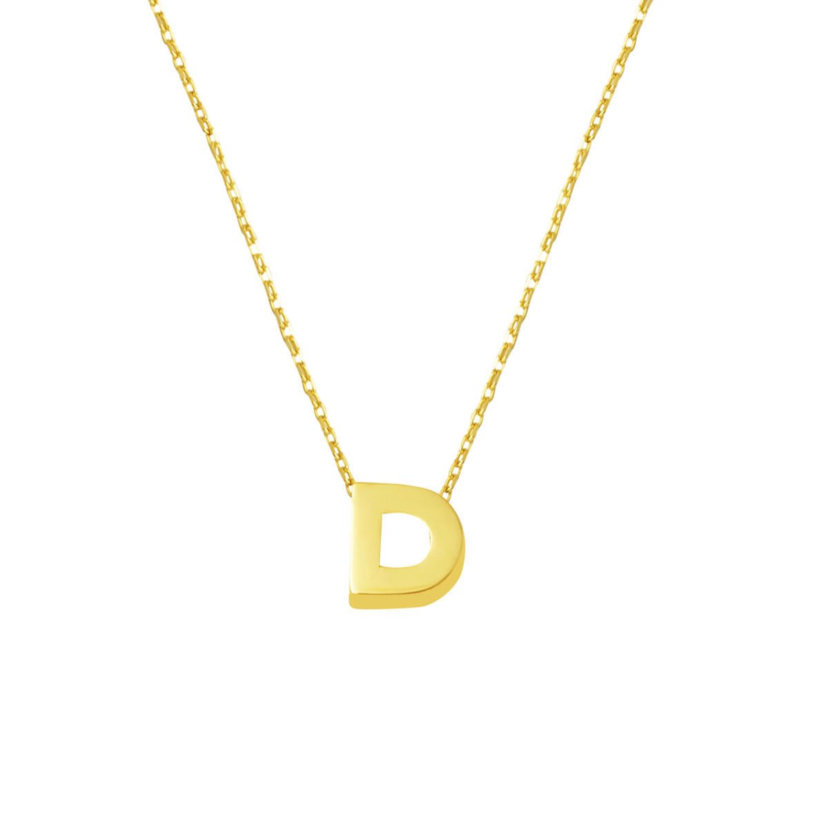 D Letteri 14 Karat Gold Plain Minimalist Letter Necklace