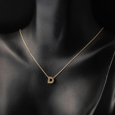 D Harfi 14 Ayar Altın Taşsız Minimal Harf Kolye - 14K - 1.33g - EZ Gold