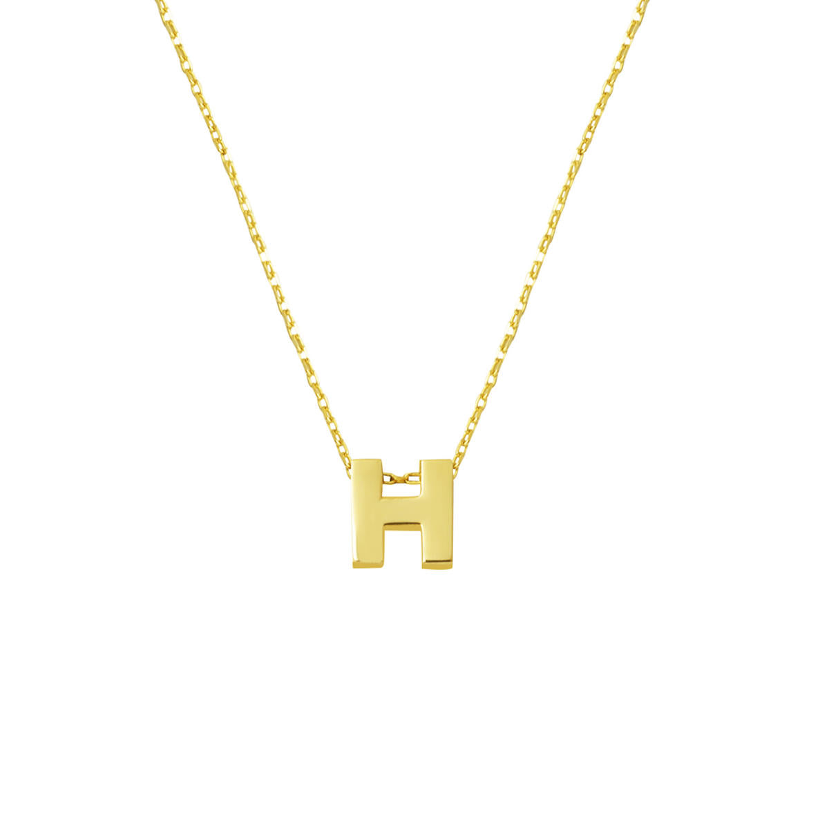 H Letteri Plain Minimalist Letter Gold Necklace 14 Karat