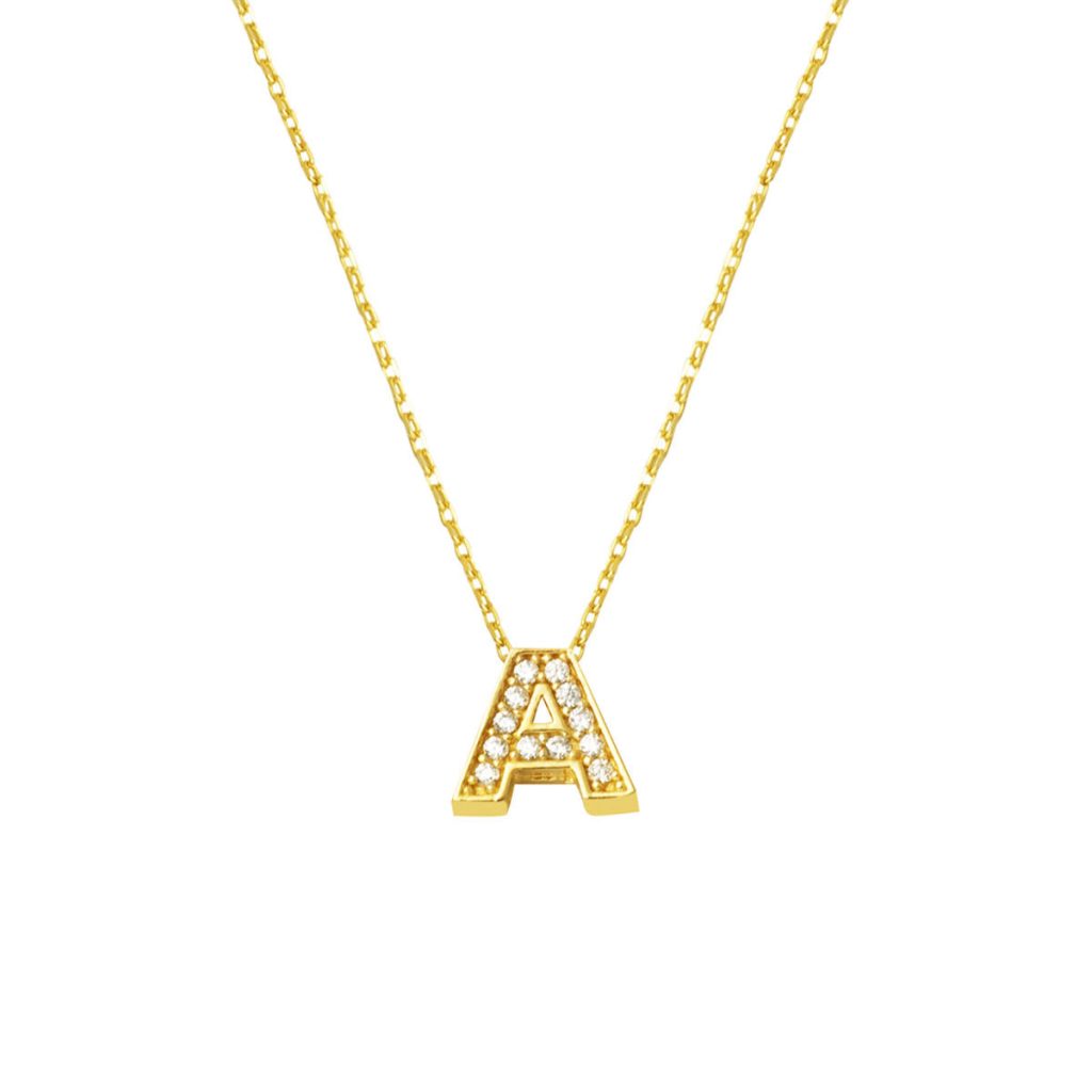 with Stones A Letterli Minimalist Letter Necklace Gold