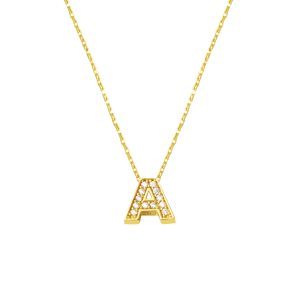 with Stones A Letterli Minimalist Letter Necklace Gold