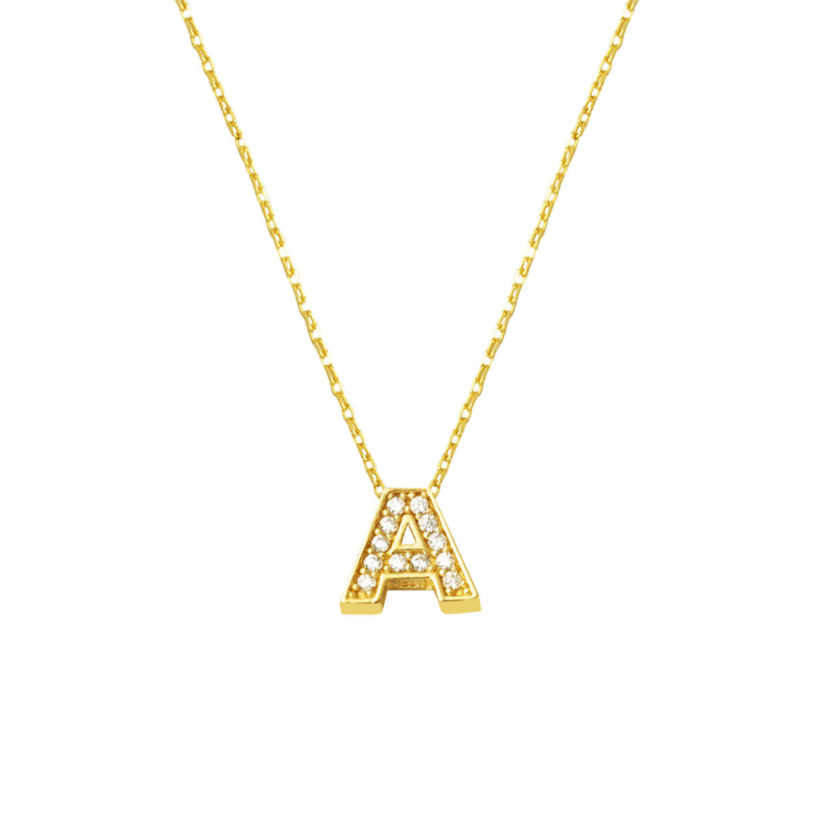 with Stones A Letterli Minimalist Letter Necklace Gold