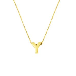 Y Lettrei 14 Carats Or sans Pierre Minimaliste Lettre Collier