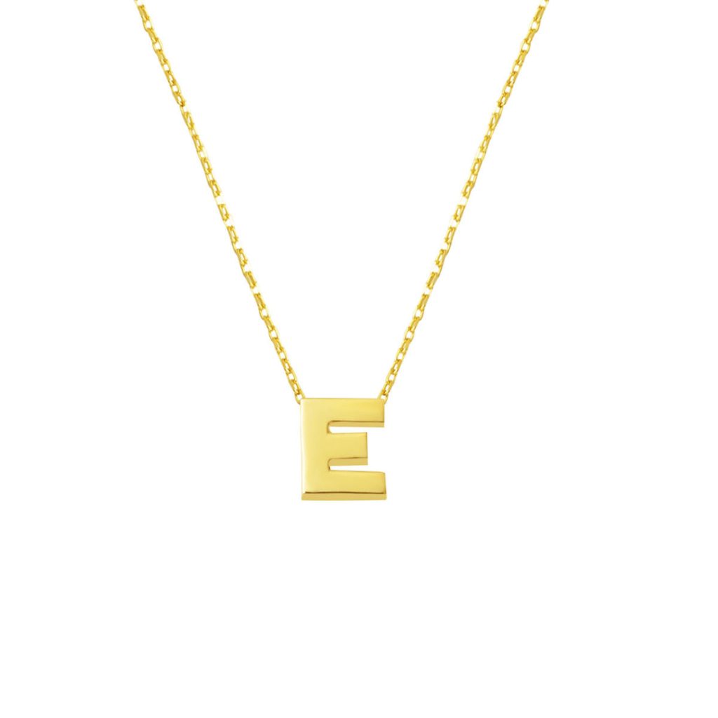 E Lettrei 14 Carats Or sans Pierre Minimaliste Lettre Collier