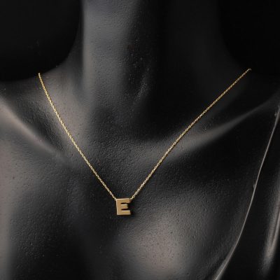 E Harfi 14 Ayar Altın Taşsız Minimal Harf Kolye - 14K - 1.58g - EZ Gold