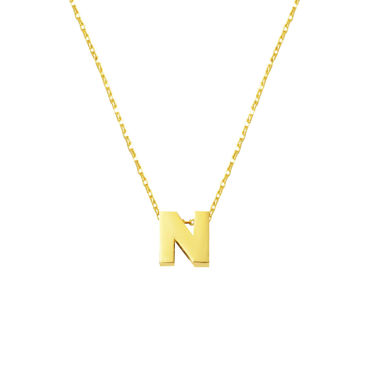 N Letteri Plain Minimalist Letter Necklace 14 Karat Gold