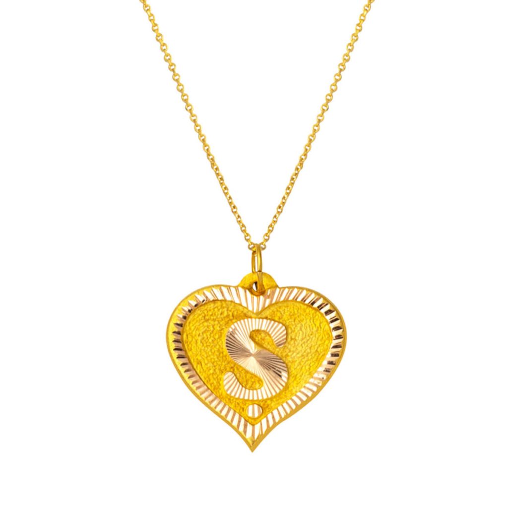 Ş Letteri with Heart 14 Karat Gold Necklace