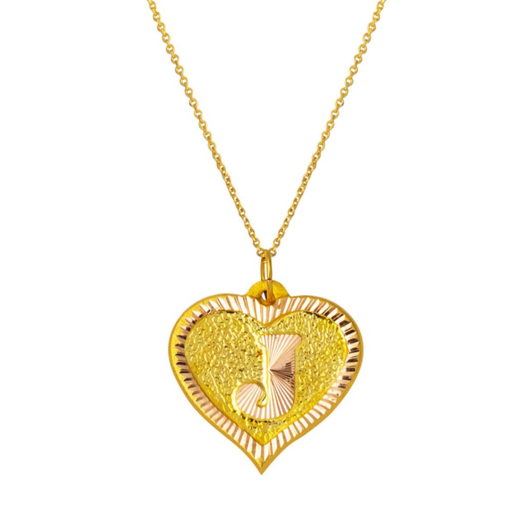 14 Carats J Lettrei avec Cœur Or Collier