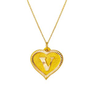 14 Karat V Letteri Chain Gold Necklace
