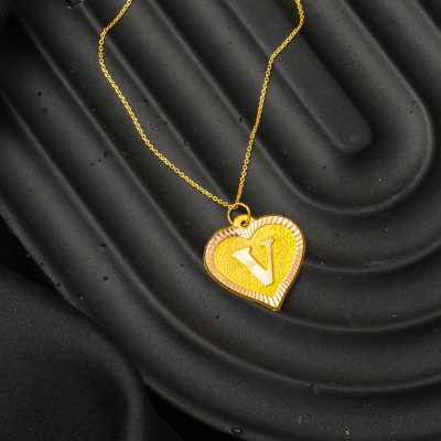 14 Ayar V Harfi Zincirli Altın Kolye - 14K - 1.17g - EZ Gold