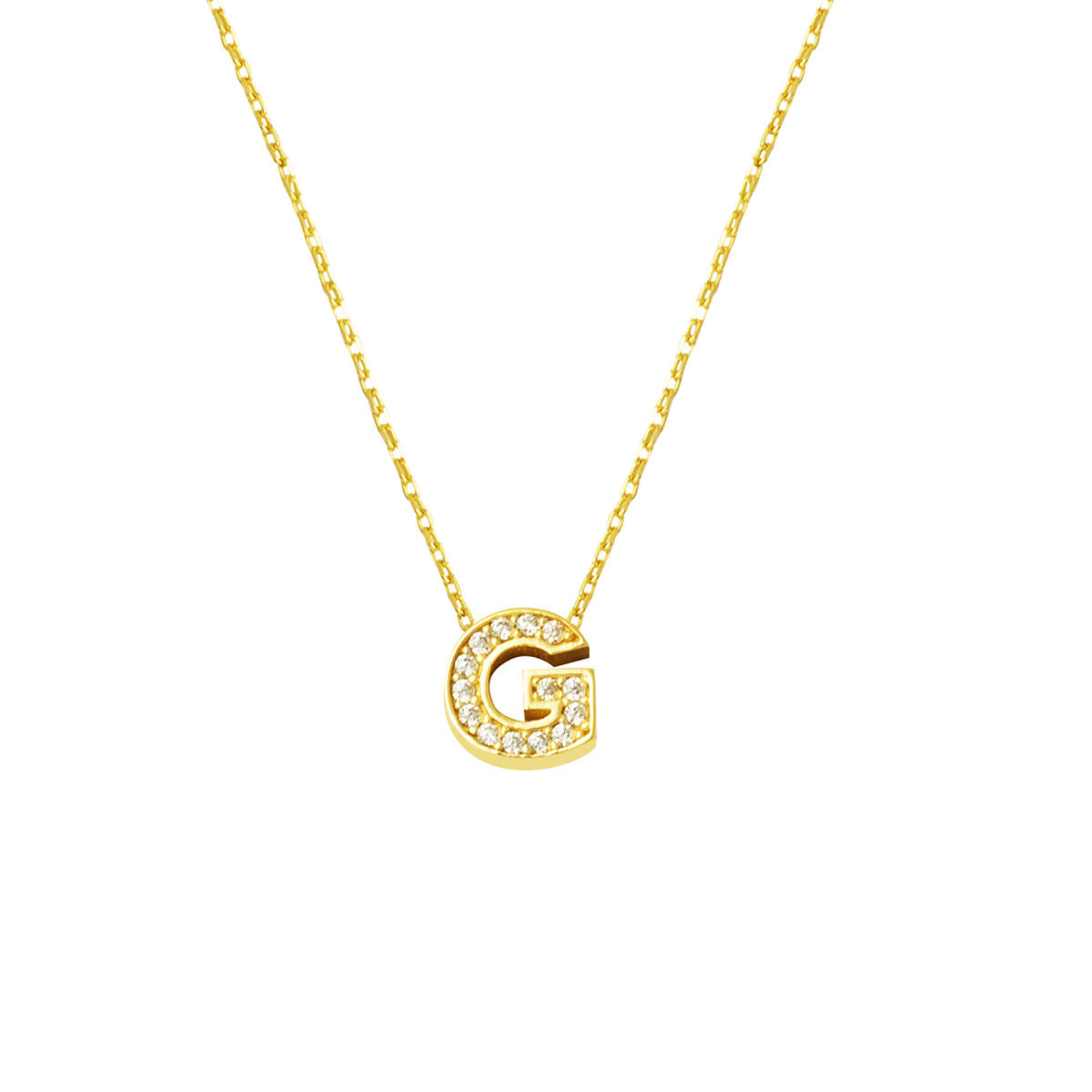avec Pierres G Lettreli Minimaliste Lettre Or Collier