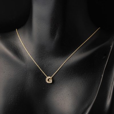 Taşlı G Harfli Minimal Harf Altın Kolye - 14K - 1.56g - EZ Gold