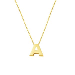 A Letteri 14 Karat Gold Plain Minimalist Letter Necklace