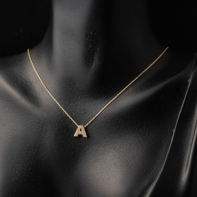 A Harfi 14 Ayar Altın Taşsız Minimal Harf Kolye - 14K - 1.3g - EZ Gold