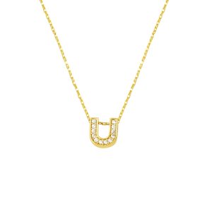 avec Pierres U Lettreli Minimaliste Or Lettre Collier
