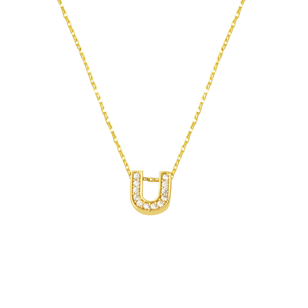avec Pierres U Lettreli Minimaliste Or Lettre Collier