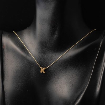 K Harfi Taşsız Minimal Harf Kolye 14 Ayar Altın - 14K - 1.37g - EZ Gold