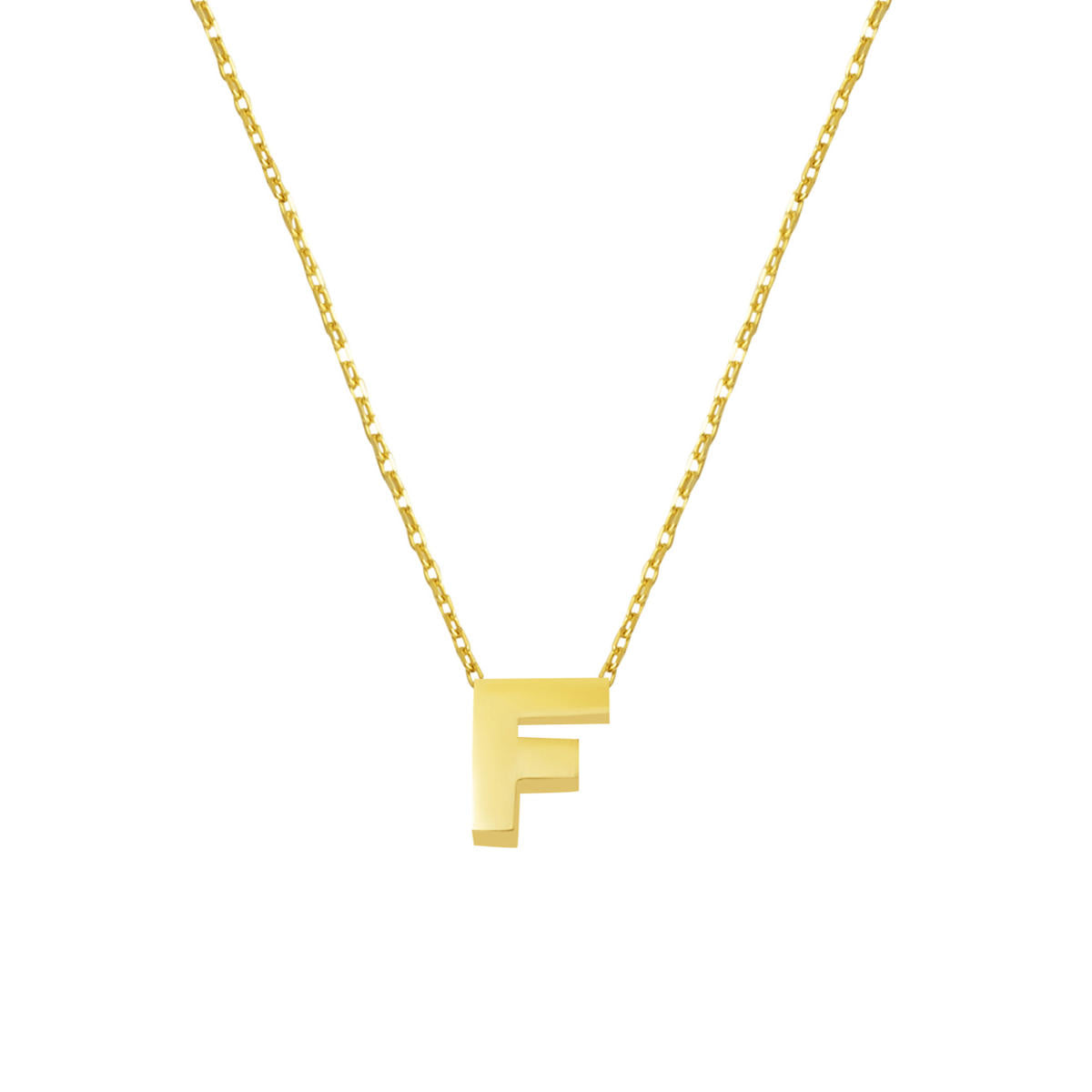 F Letteri Plain Minimalist Letter Necklace 14 Karat Gold