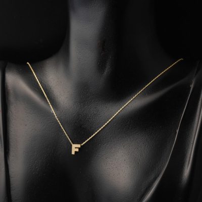 F Harfi Taşsız Minimal Harf Kolye 14 Ayar Altın - 14K - 1.37g - EZ Gold