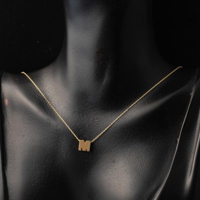 M Harfi Taşsız Minimal Harf Kolye 14 Ayar Altın - 14K - 1.75g - EZ Gold