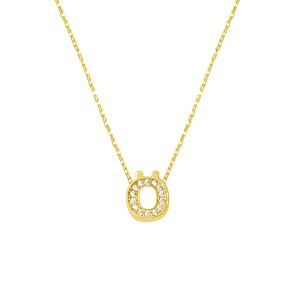 with Stones Ö Letterli Minimalist Letter Necklace Gold