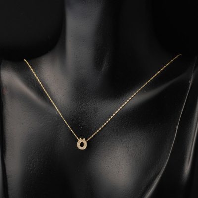 Taşlı Ö Harfli Minimal Harf Kolye Altın - 14K - 1.46g - EZ Gold