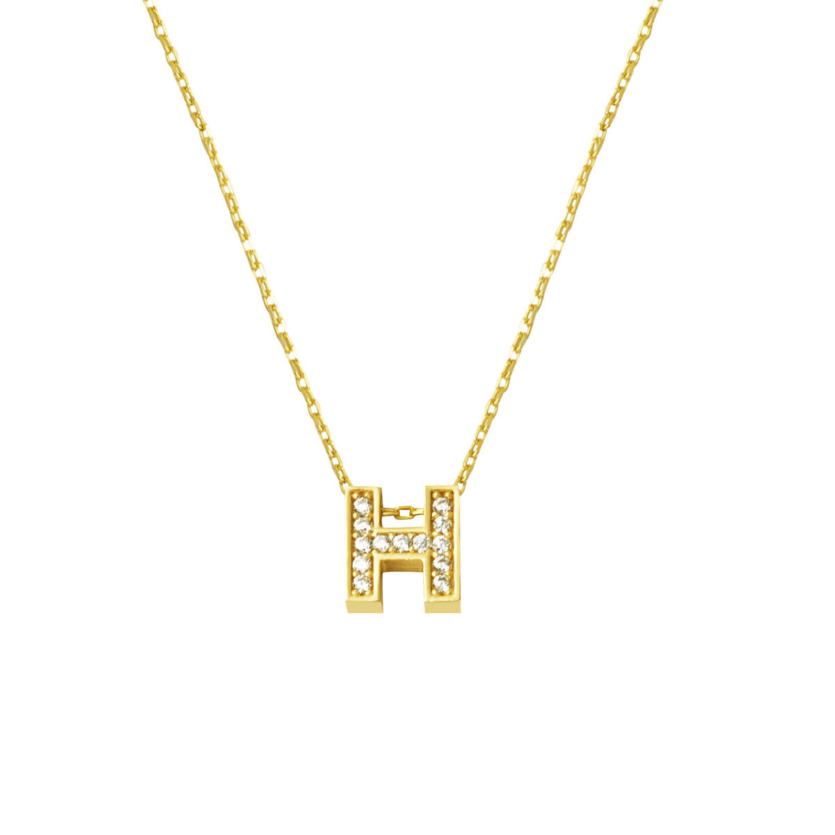 avec Pierres H Lettreli Minimaliste Lettre Collier Or
