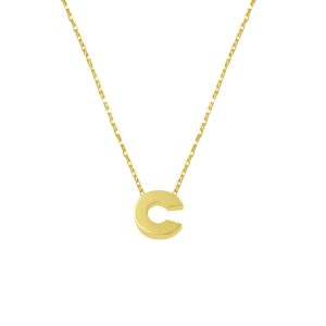 C Letteri Plain Minimalist Letter Gold Necklace 14 Karat