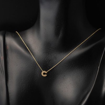 C Harfi Taşsız Minimal Harf Altın Kolye 14 Ayar - 14K - 1.36g - EZ Gold