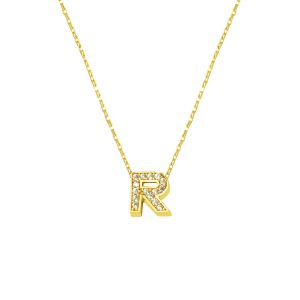 avec Pierres R Lettreli Minimaliste Lettre Collier Or
