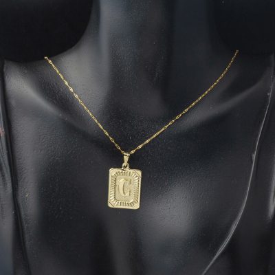 Altın Kare Plakalı C Harf Kolye 14 Ayar - 14K - 1.61g - EZ Gold