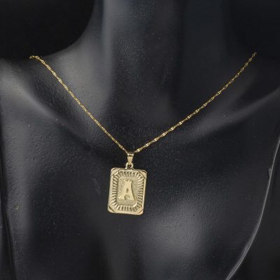 Altın Kare Plakalı A Harf Kolye 14 Ayar - 14K - 1.62g - EZ Gold
