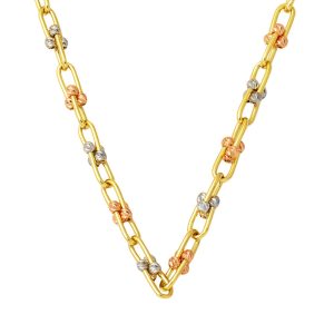 3 Coloré Boules Tiffany Or Chaine Collier 14 Carats