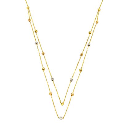 2 Row Top Goldlı Zincirli Necklace