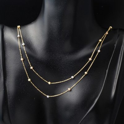 2 Row Top Goldlı Zincirli Necklace - 14K - 2.54g - EZ Gold