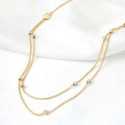 Çok Zincirli Dorique Top Orlı Collier - 14K - 5.85g - EZ Gold
