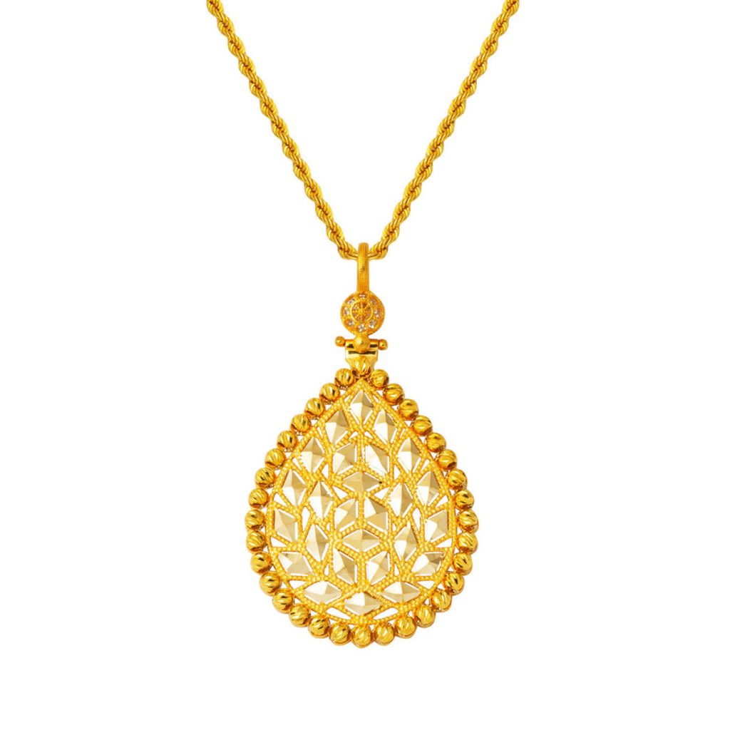 Buz Kırığı Drop Design Gold Necklace