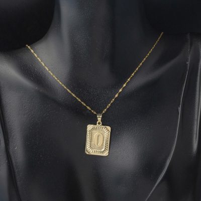 Altın Kare Plakalı O Harf Kolye 14 Ayar - 14K - 1.7g - EZ Gold