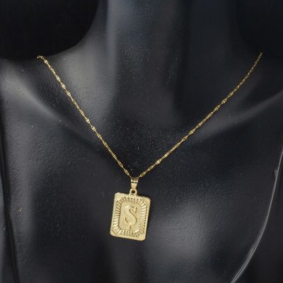 Ş Harf Kolye 14 Ayar Kare Altın Plakalı - 14K - 1.63g - EZ Gold