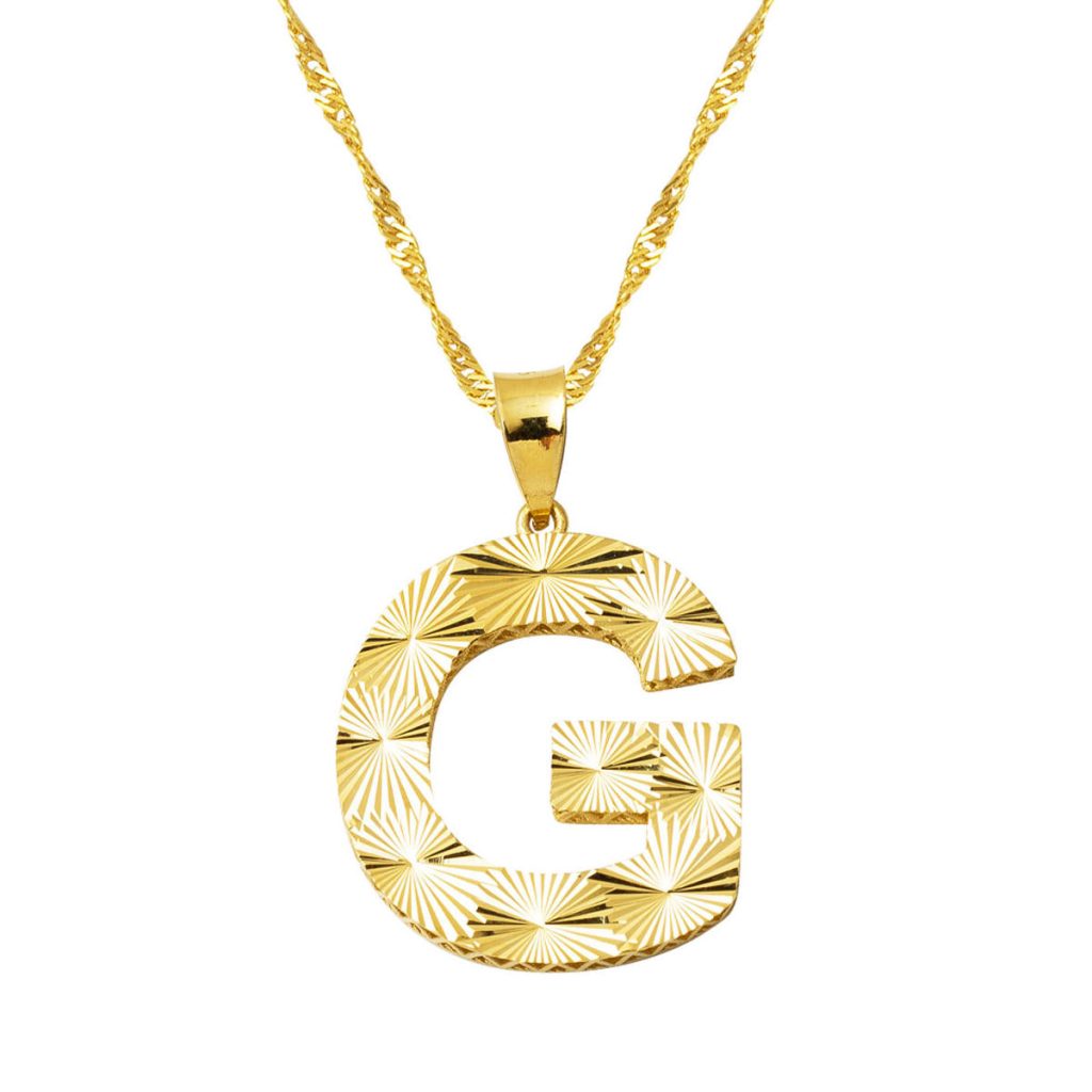 14 Carats Or 3 Boyutlu İşlemeli G Lettrei Collier