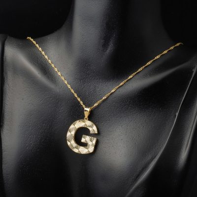 14 Ayar Altın 3 Boyutlu İşlemeli G Harfi Kolye - 14K - 3.1g - EZ Gold
