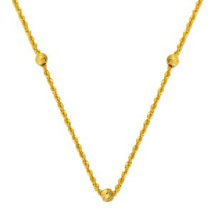 Boules Boules Torsadé Or Chaine 14 Carats 45cm.