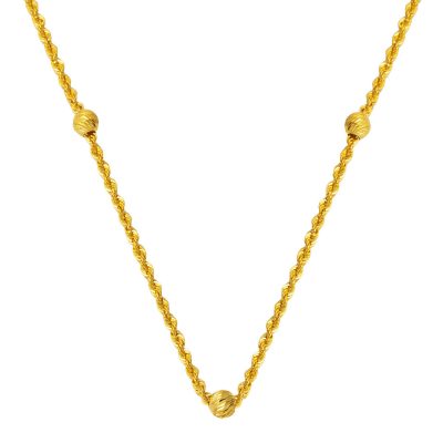 Dorique à Boules Torsadé Or Zincir 14 Carats 45cm.
