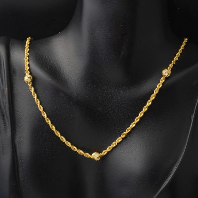 Dorique à Boules Torsadé Or Zincir 14 Carats 45cm. - 14K - 4.9g - EZ Gold