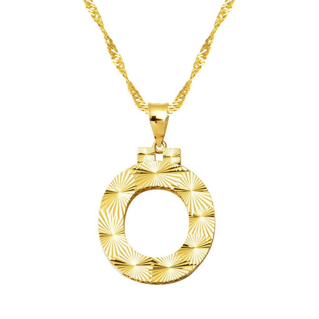 14 Karat Gold 3 Boyutlu İşlemeli Ö Letteri Necklace